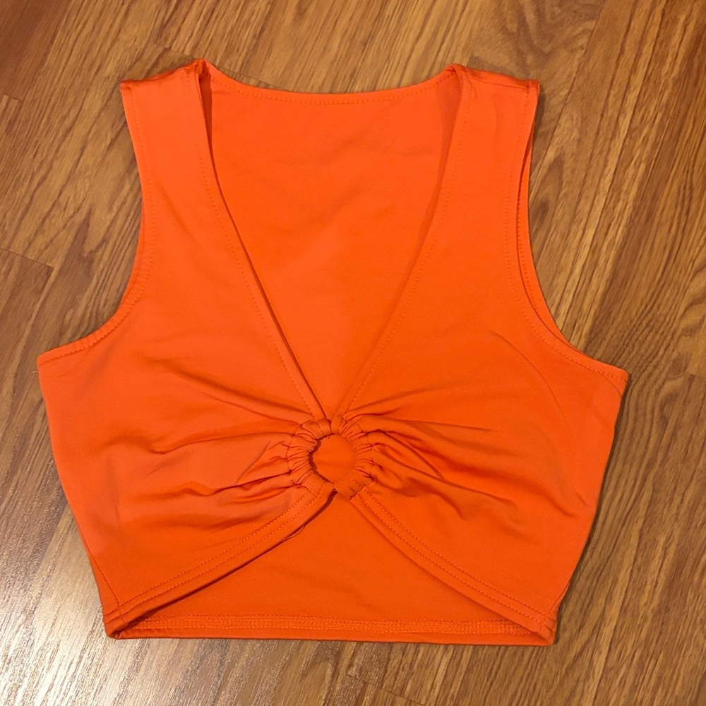 Orange Sleeveless Twist Front Top